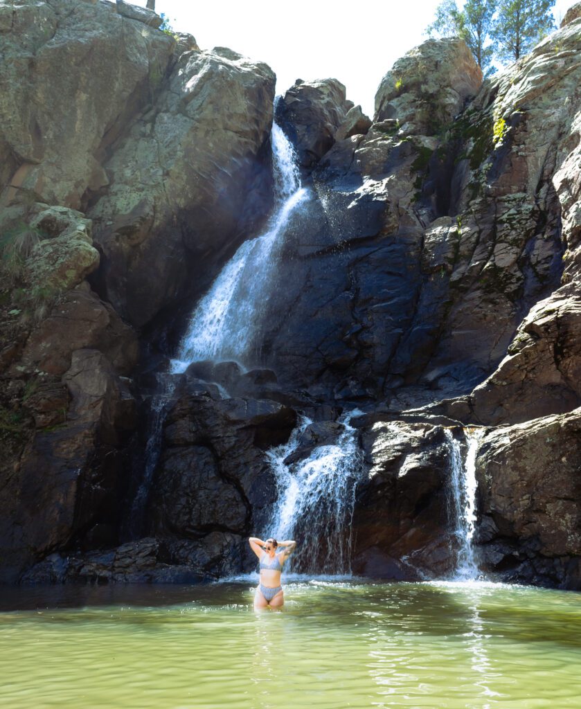 Swimming near the warrumbungles: Hickey Falls is a hidden waterfall in nsw. This secret swimming hole near coonabarbran is perfect for cooling off on a hot day. 