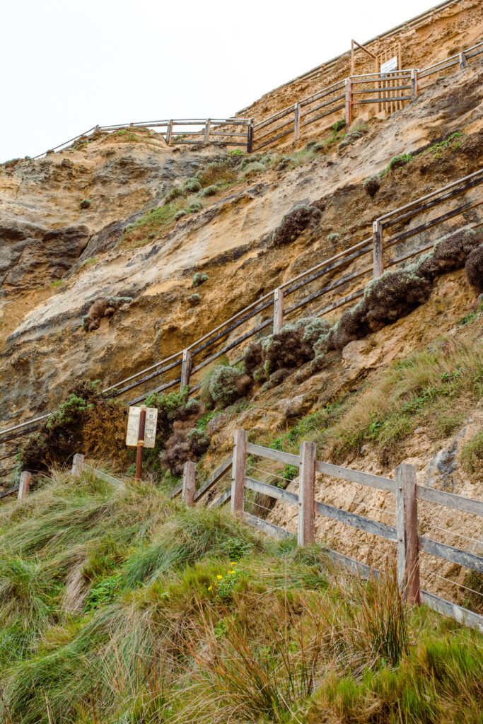there are 86 steps carved in the the cliff to access gibsons steps beach